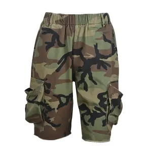 Plus Size S-3XL Camouflage Shorts Summer Clothes For Women Multi-Pocket Splice Loose Tassel Pants Trendy Camo Cargo Shorts