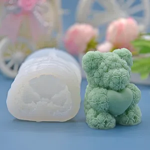 All'ingrosso stampo in Silicone 3D carino forma di orso rosa fai da te per aromaterapia candela che fa stampo in Silicone per la vendita