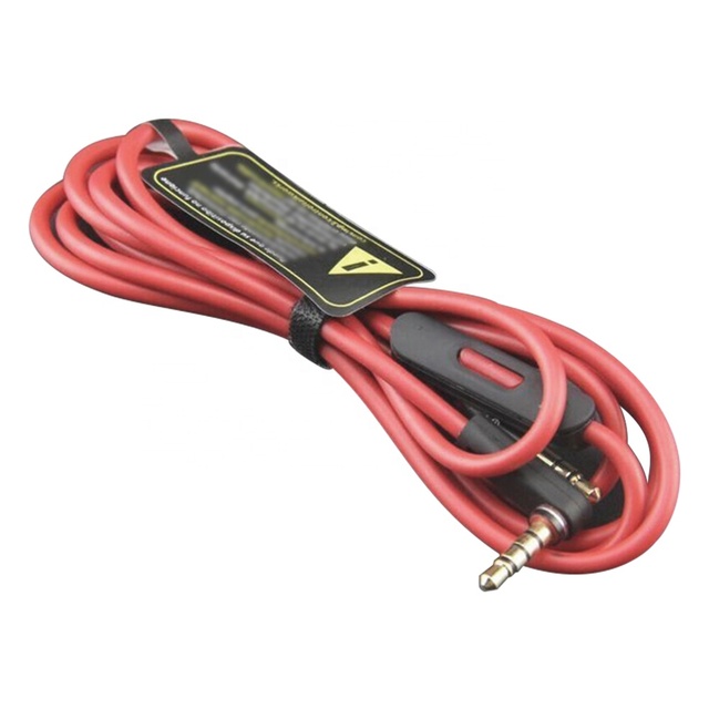 3.5mm Extension AUX Audio Cable Replacement Red Cable for Studio Headphone with Control Talk for iPhone Samsung Smart Phone