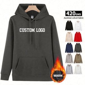 Sudadera con Capucha para Hombre, Diseño Sólido, Logotipo Bordado Personalizado, Sudadera Gruesa de Forro Polar para Invierno - Product Image 2