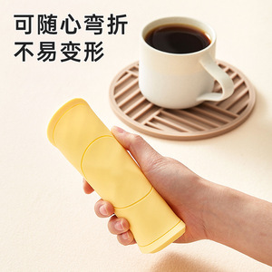 Silicone Round Heat-Insulating Placemat Modern Style Solid Color <b>Table</b> <b>Mat</b> For Dining Casserole Cup Use - Product Image 4