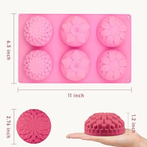 Moules à savon en silicone colorés rotatifs, 3 pièces, formes de fleurs, flexibles et réutilisables pour la fabrication de savon, gâteaux faits à la main, chocolat, pâtisserie - Product Image 4