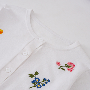 Áo len nữ thiết kế riêng mùa xuân thu, áo cardigan dệt kim nữ tay dài cổ tròn cài nút thêu - Product Image 5