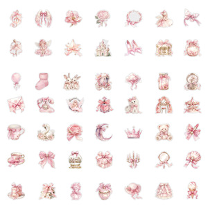 50 pezzi trasparenti simpatici fiabe rosa giovani ragazze da nubile per animali domestici impermeabili adesivi per Laptop per decorazione - Product Image 3