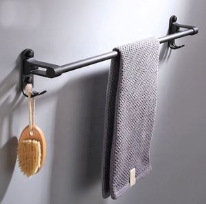 ชั้นวางผ้าเช็ดตัวติดผนังอะลูมิเนียม WEKIS สีดำ ชุดอุปกรณ์ห้องน้ำ - Product Image 6