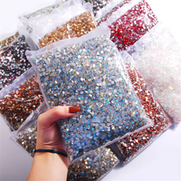 Usine En Gros fantaisie revêtement couleurs soleil flamme AB Non Hot Fix Nail Art Strass Pour DIY Ongles Décoration