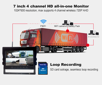 Richmor 7 pouces TFT LCD moniteur de voiture avec 4 caméras système de sauvegarde pour camion Van Coach Bus rétroviseur Type Placement de bureau