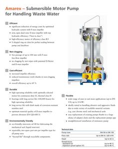 Bomba sumergible de hierro fundido de una etapa Amarex CN para OEM bajo, de conexión directa, con instalación fija o móvil, para aguas residuales - Product Image 3