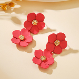 Flower <b>Stud</b> <b>Earrings</b> Colorful Petal Design Stainless Steel Posts For Women Anniversary Gift D2039 1 D2040 1 D2041 1 - Product Image 3