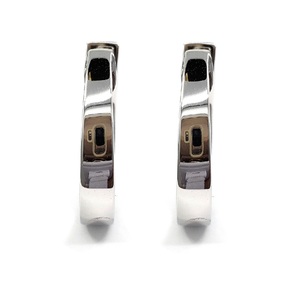 Boucles d'oreilles créoles en or blanc 18 carats faites à la main avec diamants ronds taille brillant naturels, bijoux de luxe pour femme, à porter au quotidien, fournisseur chinois - Product Image 3