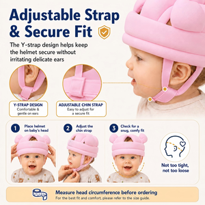 <span class=keywords><strong>Casque</strong></span> de sécurité léger et rembourré pour bébé, protection anti-<span class=keywords><strong>chute</strong></span>, sangle de menton réglable, pour l'apprentissage de la marche des tout-petits - Product Image 5