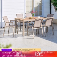 Ensemble table et chaises modernes en alliage d'aluminium et bois massif 2 places pour la villa et le jardin.