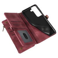 Dompet Kulit PU untuk Samsung S22 Plus, 9 Slot Kartu + Kantong Koin Ber-resleting, Penyangga, Pemblokir RFID, 360 °   Perlindungan