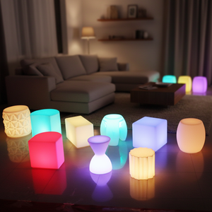 Tables et chaises LED rechargeables 40*40*40cm pour fêtes en plein air, articles lumineux pour festivals, chaises de café LED - Product Image 1