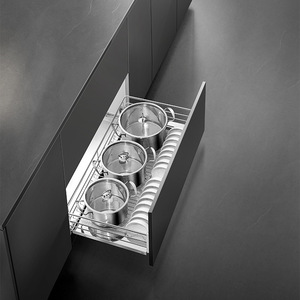 ตะกร้าใส่จานสแตนเลสแบบดึงออกได้ ชั้นวางของสองชั้น สำหรับจัดระเบียบตู้ครัว - Product Image 2