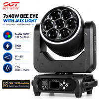 Projecteur Lyre Mobile Bee Eye 7x40W RGBW 4-en-1 Zoom Wash Beam 2800K-8500K CTO Contrôle Pixel 300W DMX512 Éclairage Scène pour Club