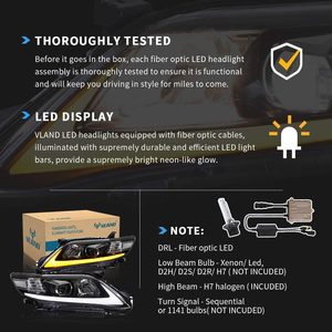ไฟหน้าโปรเจคเตอร์ LED ของ vland ใช้ได้กับฐาน<span class=keywords><strong>2010</strong></span> 2011 <span class=keywords><strong>Camry</strong></span>, Le, SE และ Xle (เวอร์ชั่นสหรัฐ) W/Sequential - Product Image 6