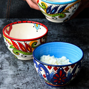 Plat de service en porcelaine écologique de style américain peint à la main bol à salade à pain ovale allant au micro-ondes et au lave-vaisselle <span class=keywords><strong>pour</strong></span> les mariages - Product Image 5