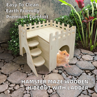 Maisonnette en bois écologique de luxe pour hamsters, avec échelle et plateforme, accessoires de cage pour hamsters syriens
