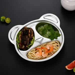 Assiette en acier inoxydable 304 en forme de dessin animé plateau de service alimentaire en métal pour enfants assiette à dîner multi-design