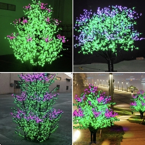 Arbre à fleurs artificielles en PVC imperméable multicolore avec éclairage de Noël <span class=keywords><strong>LED</strong></span> Décoration de paysage extérieur pour les fêtes de rue - Product Image 3