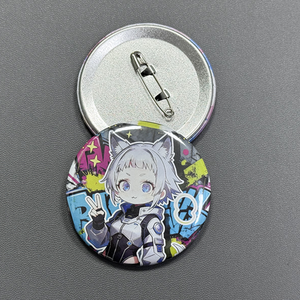 맞춤형 금속 반사 인쇄 학교 보안 원형 하트 고양이 개인화 핀 틴 틴플레이트 버튼 배지 - Product Image 1