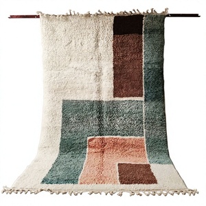 Moroccan Unique Beni Ourain <b>Rug</b> Hand Made Moroccan <b>Boho</b> Beni Ourain <b>Rug</b> Albertina Hand Knotted Wool Cotton Cream Beige Area <b>Rug</b> - Product Image 1