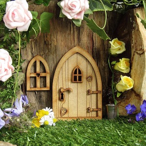 Porte de fée en bois, décoration de jardin miniature, arche 6.5x10cm pour accessoires de maison de poupée - Product Image 1