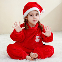 Nouvelle combinaison à capuche en flanelle pour bébés filles, ensemble deux pièces de Noël transfrontalier