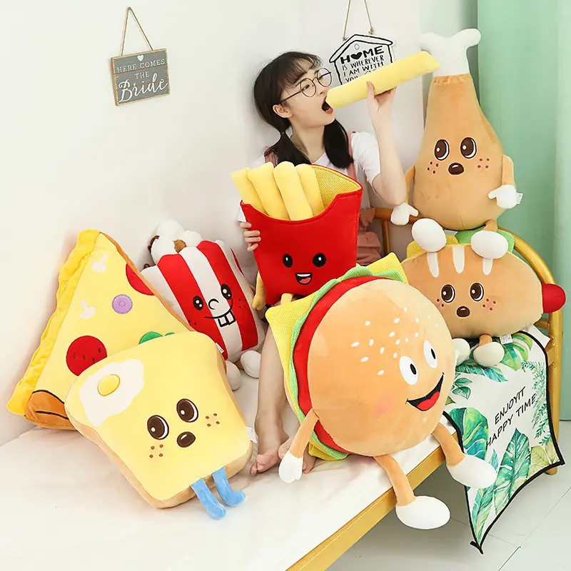 Allogogo CPC Cartoon Funny holiday gift home Decor divano cuscino Hamburger Chips peluche cibo peluche cuscino