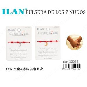 Pulsera Ilan de los 7 Nudos con Colgante de Luna y Cordón Rojo Hecha a Mano - Product Image 3