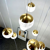 Lustre en forme d'escalier à double hélice, style nordique, luxe, grand salon, boule, nouveau, moderne, or, lampe LED avec garantie de 3 ans