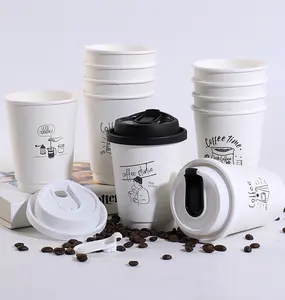 AT PACK Custom Logo Coffee Paper Cups 8oz 12oz 16oz 20oz Printed Biodegradable Disposable Coffee Cups Double Wall Paper Cup