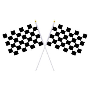 Оптовая продажа, Пользовательский логотип, размахивающий рукой мини-флажки 12x18 дюймов, флажки из полиэстера, черно-белый автомобильный гоночный ручной сигнальный флаг - Product Image 1