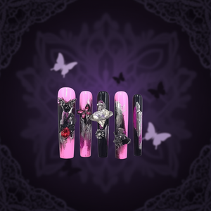 Luxury Butterfly Style Long Coffin <b>Press</b> <b>On</b> <b>Nails</b> Chic Aura Set - Product Image 2