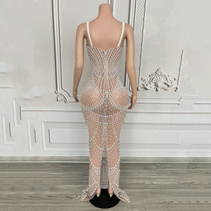 奢华珍珠连衣裙侧缝舞会礼服生日派对女性2025优雅连衣裙 - Product Image 2