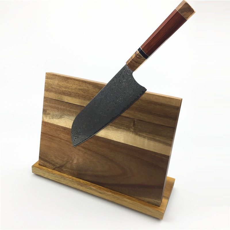 Магнитная подставка для ножей из натурального дерева акации, домашний магнитный держатель для кухонных ножей на присоске, набор для хранения