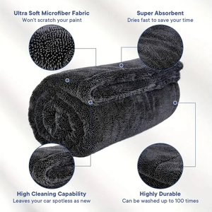 Toalla de Microfibra de Doble Tejido con Bucle Trenzado <span class=keywords><strong>para</strong></span> Vehículos, 1400/1600/2000GSM, Súper Absorbente, Antiarañazos, <span class=keywords><strong>para</strong></span> Lavado y Detallado de Autos - Product Image 2