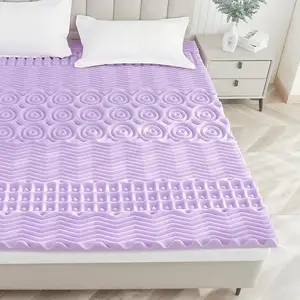 Sur-matelas en mousse à mémoire de forme de 2 pouces Queen 7 zones sur-matelas rafraîchissant avec mousse de caisse à œufs infusée de gel