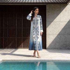 Robe Abaya en polyester imprimé élégante et tendance pour femmes musulmanes, conception personnalisée, vente en gros OEM - Product Image 2