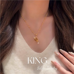 Collar con Colgante de Cristal Dorado y Plata de Ley S925, Botella de Agua Mágica, Joyería King Silver, para Uso Diario de Mujeres - Product Image 5