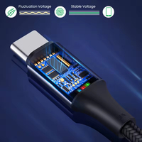 Cable de Datos PD100w 5A, Cable de Carga Súper Rápida Trenzado para Juegos, Tipo C a Tipo C, Cable de Carga Múltiple para Teléfono