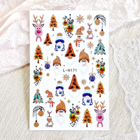 Autocollants 3D pour ongles à paillettes de Noël, autocollants auto-adhésifs en relief avec bonhomme de neige, cloche et renne