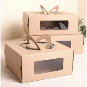 Wholesale Portable Baby Wedding Sweet Box Cinnamon Bakery Pastry Packaging Small Paper Cake Box