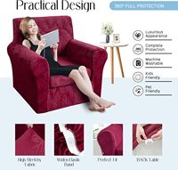 MeiMeileo Lot de 2 housses de fauteuil gaufrées, respirantes, anti-poussière, extensibles, lavables, pour chiens/chats (Rouge bordeaux)