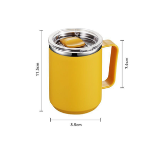 Vente en gros de gobelets isothermes avec couvercle, 450 ml, extérieur en plastique, intérieur en acier inoxydable, poignée - Product Image 1