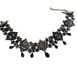قلادة عتيقة مكتنزة للسيدات من الدانتيل الأسود-قلادة كريستال قوطية-قلادة ضيقة لحفلات الهولوين - Product Image 6