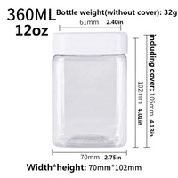 Bouteilles en plastique transparent pour aliments, miel, arachides, bonbons, 250 ml, 310 ml, 360 ml