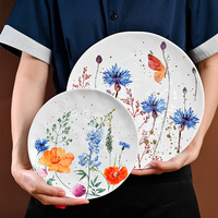 Assiettes à dîner vintage assiettes uniques ensemble de salle à manger en céramique avec couverts ensembles de restaurant service à café assiettes en porcelaine vaisselle