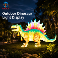 Lanterne géante de dinosaure en soie animatronique pour l'extérieur, sculpture lumineuse réaliste de T-Rex à LED pour parc à thème et festival